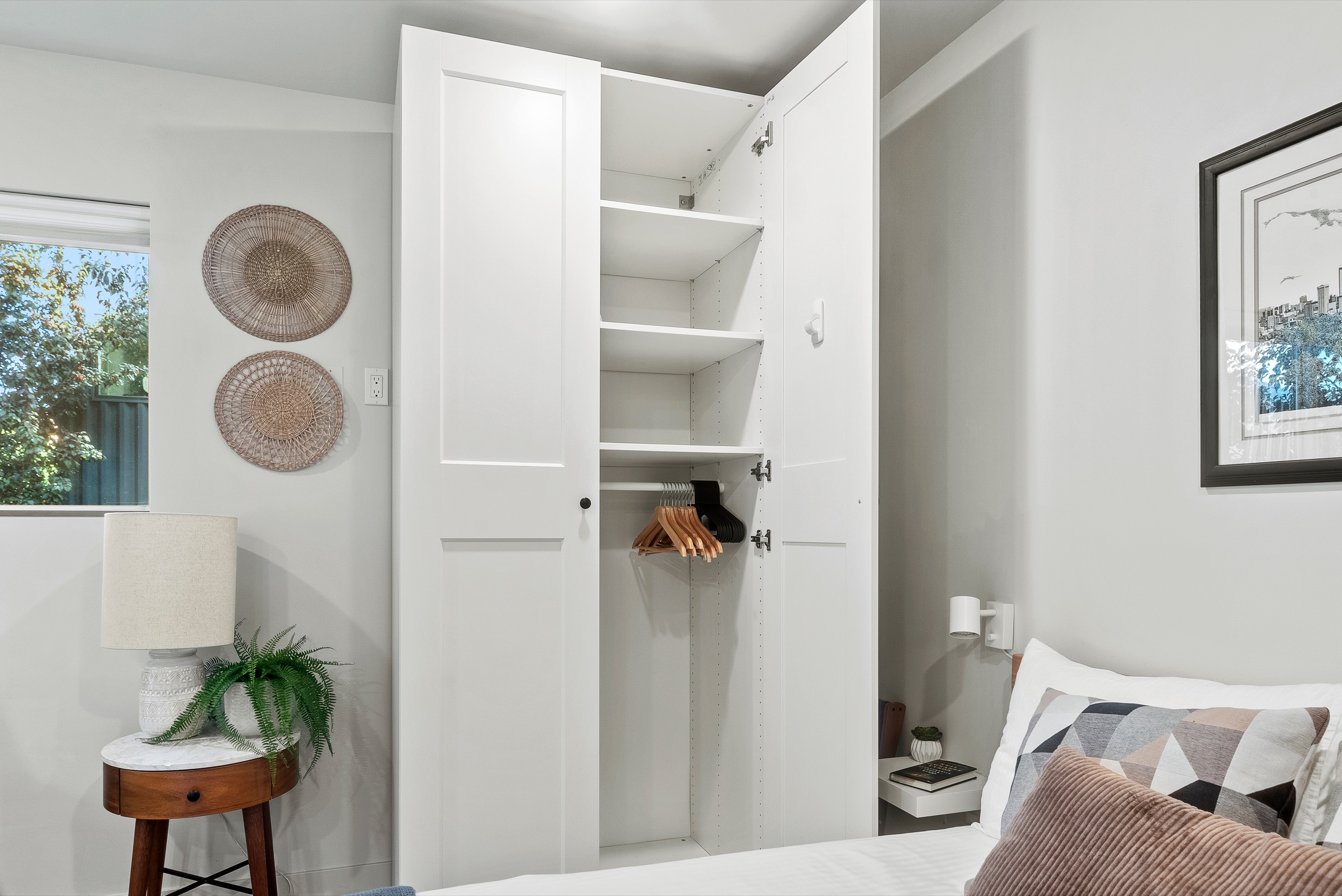 Full-height wardrobe with shelves and hanging space